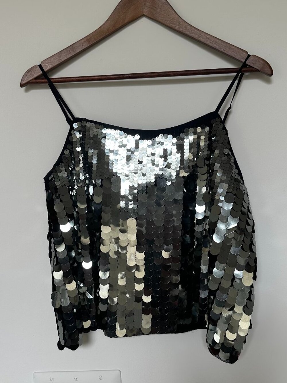 Skies Are Blue Paillette Sequin Cropped Cami Top Size Small 🪩